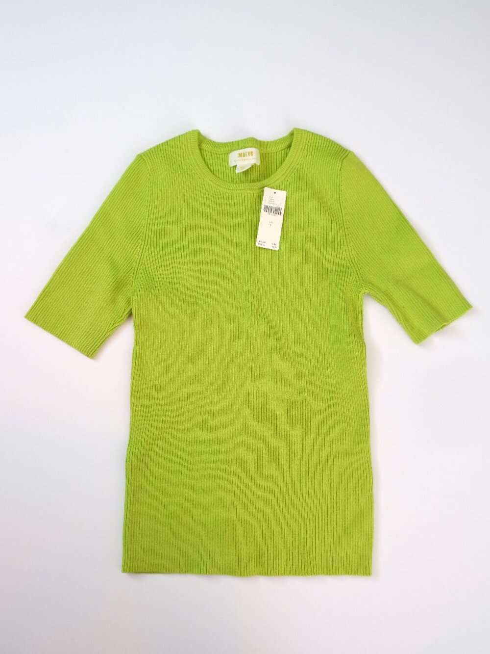 NEW ANTHROPOLOGIE Maeve Ribbed Elbow Sleeve Tee T-shirt S Lime Green